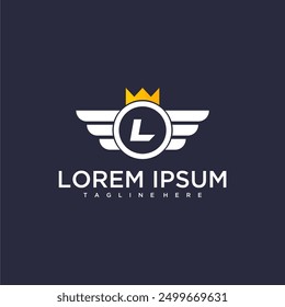 L anfängliches Monogramm für Business-Logo mit Adler- und Kronenbild