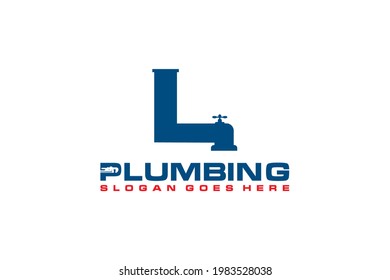L Initial for Plumbing Service Logo Template, Water Service Logo icon.