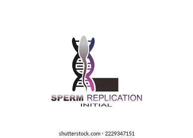 L Initial Sperm Replication glyph icon. Style is bicolor flat symbol

