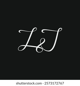 L and J cursive lettering wedding logo. Elegant LJ monogram linked line stylish logo