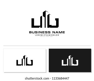 L J Initial building logo concept
