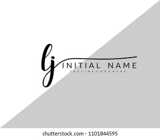 L J Initial handwriting logo vector. Hand lettering for designs.