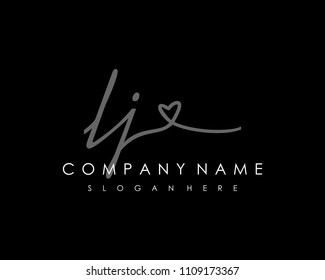 L J Initial handwriting logo vector