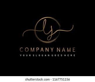 L J Initial handwriting logo vector