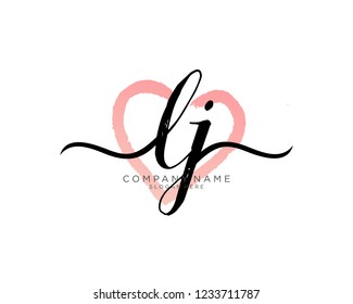 L J Initial handwriting logo vector