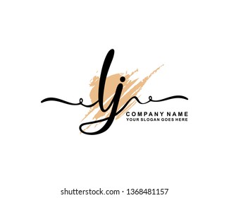 L J Initial Handwriting Logo Template