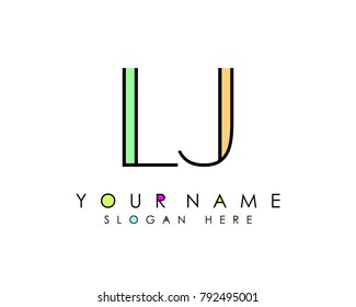 L & J initial minimalist logo template vector