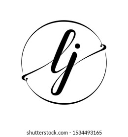 l j initial vector logo. business logotype. handwritten cursive connected letters. simple monogram. brand symbol. black and white image