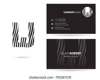 L & J joint logo line letter design with business card template