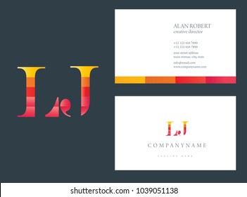 L & J joint logo multi color letters with business card template