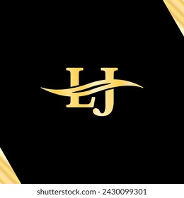 L J letter initial Logo Monogram luxury serif Logotype vector of business name Minimalist art design