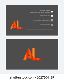 A & L joint logo line letter logo design with business card template