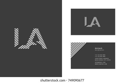 L A joint logo line letter design with business card template