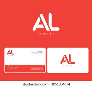 A & L joint logo round shape letters with business card template