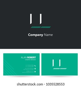 L & L joint logo stroke letter design with business card template