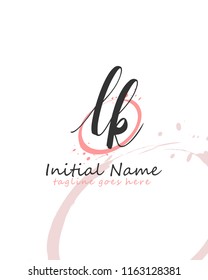 L K Handwriting logo with circle template