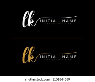 L K Initial handwriting logo vector. Hand lettering for designs.