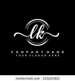 L K Initial handwriting logo vector