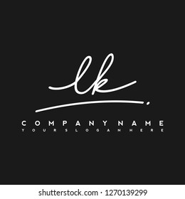 L K Initial handwriting logo vector