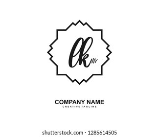 L K Initial Handwriting Logo Template Vector