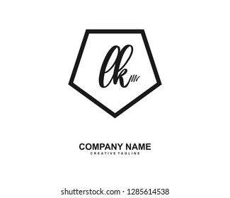 L K Initial Handwriting Logo Template Vector