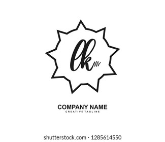 L K Initial Handwriting Logo Template Vector