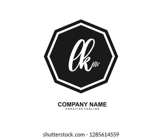L K Initial Handwriting Logo Template Vector