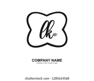 L K Initial Handwriting Logo Template Vector