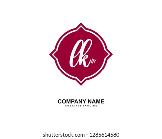 L K Initial Handwriting Logo Template Vector