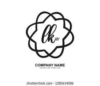 L K Initial Handwriting Logo Template Vector