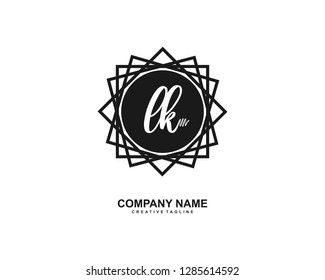 L K Initial Handwriting Logo Template Vector