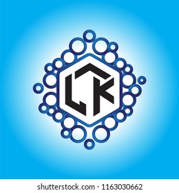L K Initial letter hexagonal logo vector