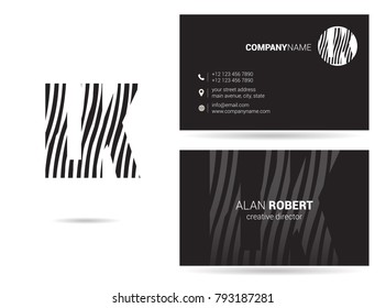 L & K joint logo line letter design with business card template