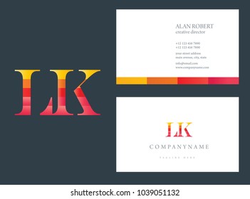 L & K joint logo multi color letters with business card template