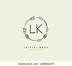 L K LK Beauty vector initial logo, handwriting logo of initial wedding, fashion, jewerly, heraldic, boutique, floral and botanical with creative template for any company or business.