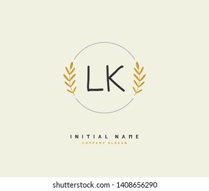 L K LK Beauty vector initial logo, handwriting logo of initial wedding, fashion, jewerly, heraldic, boutique, floral and botanical with creative template for any company or business.