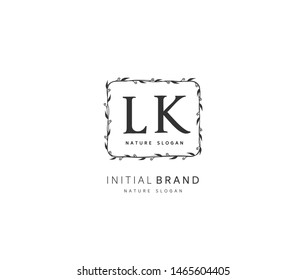 L K LK Beauty vector initial logo, handwriting logo of initial signature, wedding, fashion, jewerly, boutique, floral and botanical with creative template for any company or business.