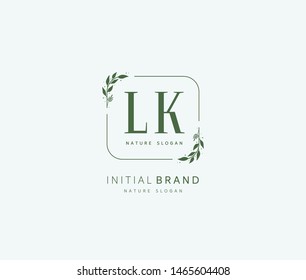 L K LK Beauty vector initial logo, handwriting logo of initial signature, wedding, fashion, jewerly, boutique, floral and botanical with creative template for any company or business.