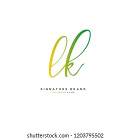 L K LK Initial letter handwriting and  signature logo concept design