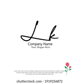 L K LK Initial letter handwriting and signature logo. Beauty vector initial logo .Fashion, boutique, floral and botanical