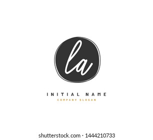 L A LA Beauty vector initial logo, handwriting logo of initial signature, wedding, 