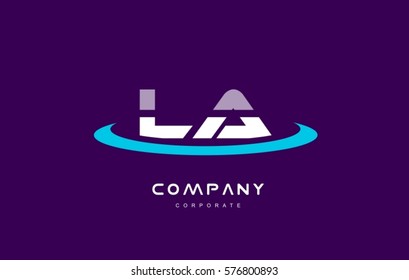 l a la cyan magenta blue letter combination alphabet vector company logo icon sign design template 