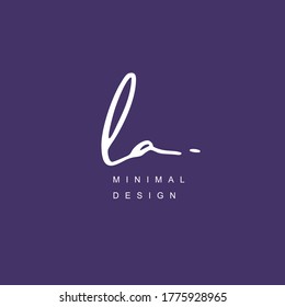 L A LA Initial handwriting or handwritten logo for identity. Logo with hand drawn style.