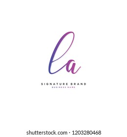 L A LA Initial letter handwriting and  signature logo concept design