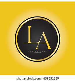 L  & A or LA Letter Logo Design Company with Circle Shape . Logo Template Design Vector 