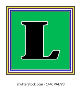 L lack letter with a green background - vector