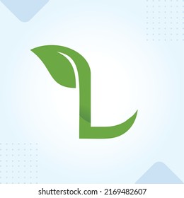 L leaf letter modern creative premium logo design vector template