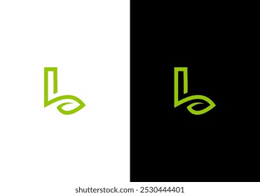 L leaf logo ,initial L leaf line logo design