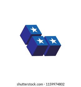 L Letter 3d and star logo icon vector