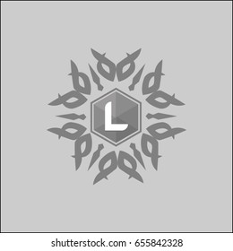 L Letter Abstract Floral Vintage Logo design. Mask element vector template. Flourish Vignette Vintage Logotype wedding luxury fashion jewelry concept icon.